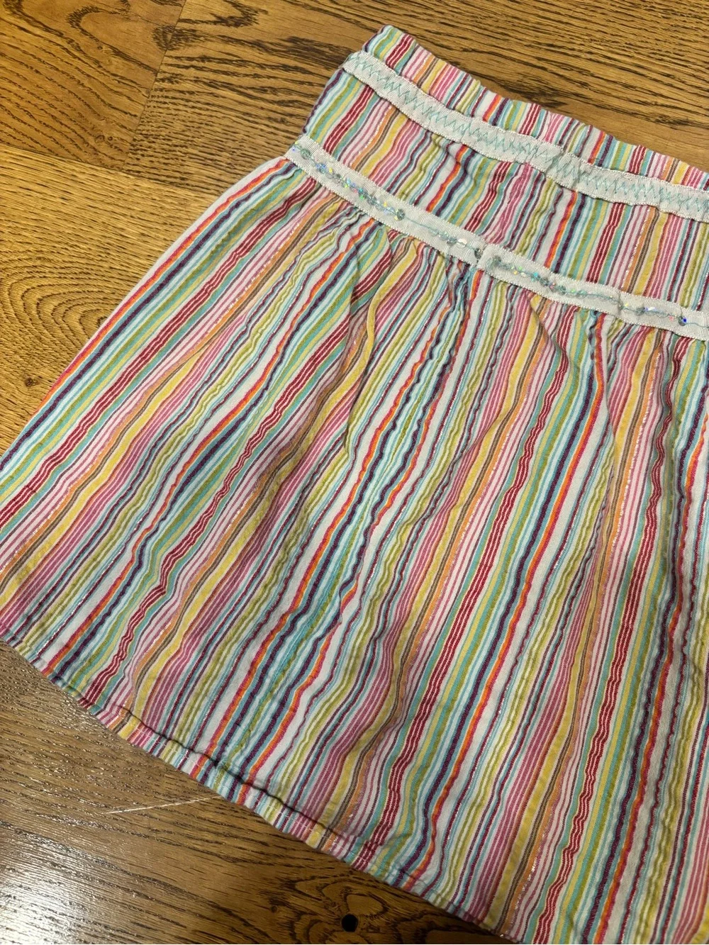 Vtg Y2K Old Navy Sequined Waist Stripped Mini Skirt Women’s Size M 99% Cotton